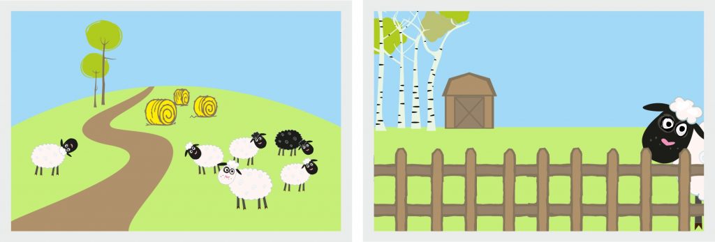Illustration bildkomposition av raka och svängda linjer